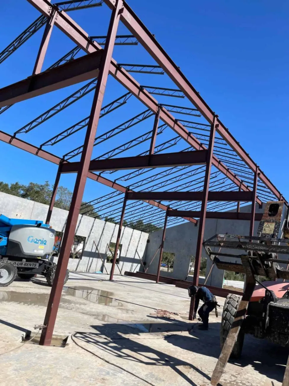 Steel building frame erected by Marquez Steel Structural